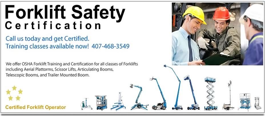 Forklift and lift training, rental, sales and repair near Kissimmee, FL.